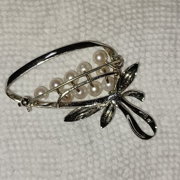 NEW SILVER Faux Pearl ARTISAN Brooch - Picture 3 of 3